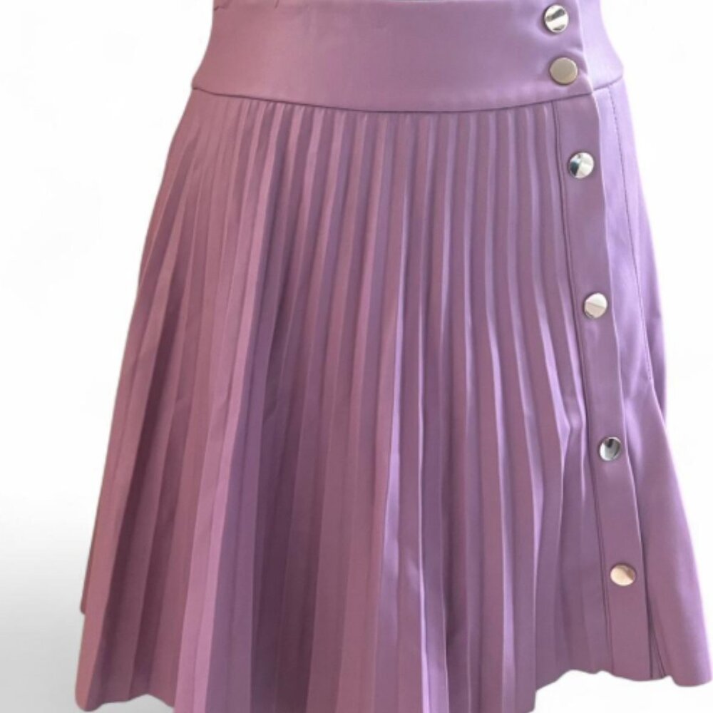 ZARA Lilac Pleated Pleather Miniskirt Size S